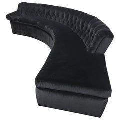 Vintage Curved Sofa Redone in Kelly Wearstler Black Mohair