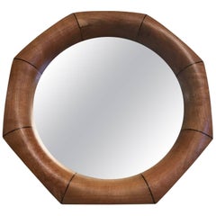 Custom Octagonal Walnut Mirror with Rosewood Inlay