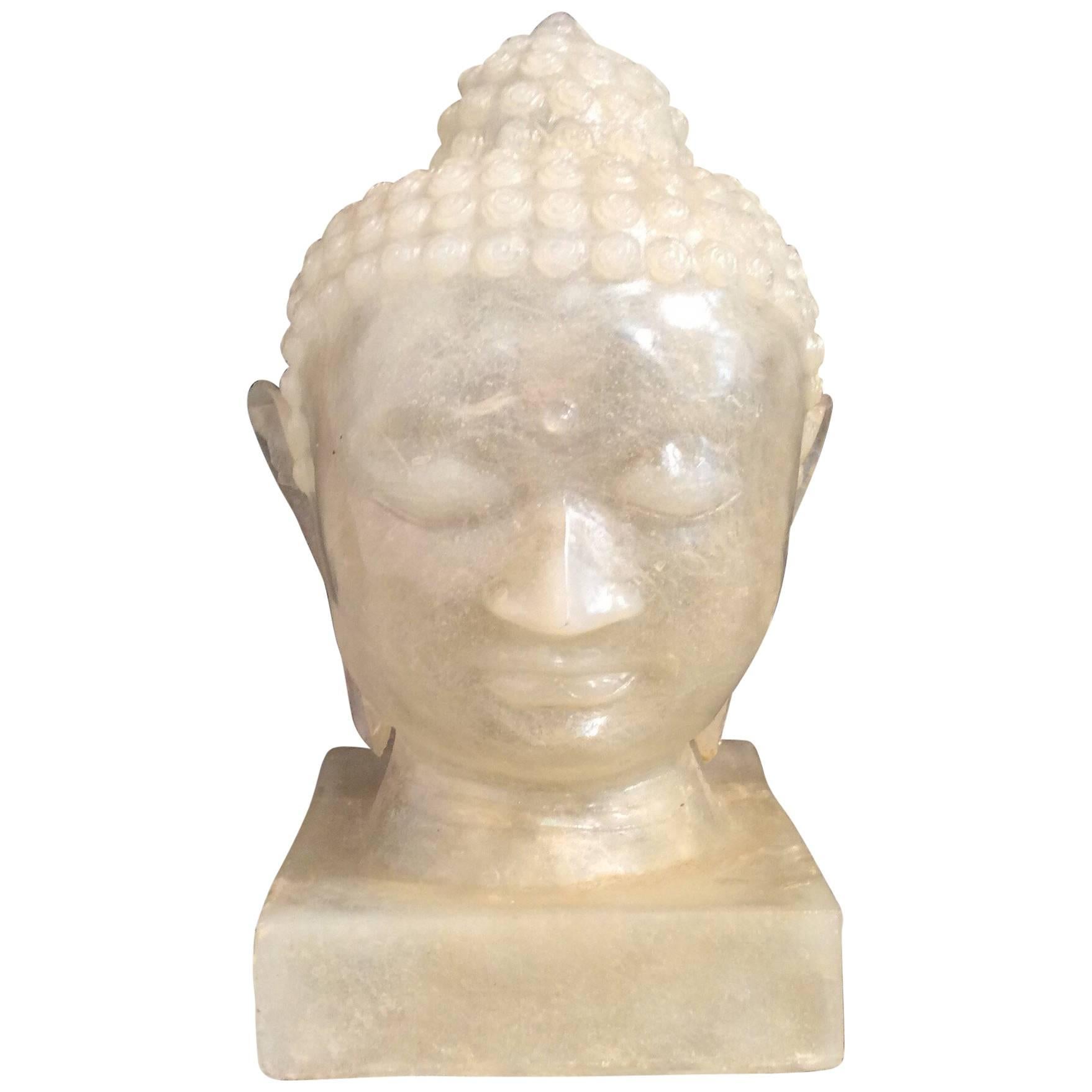 Mid-Century Modern Handmade Fiberglass Buddha Head Lamp, Boho Style