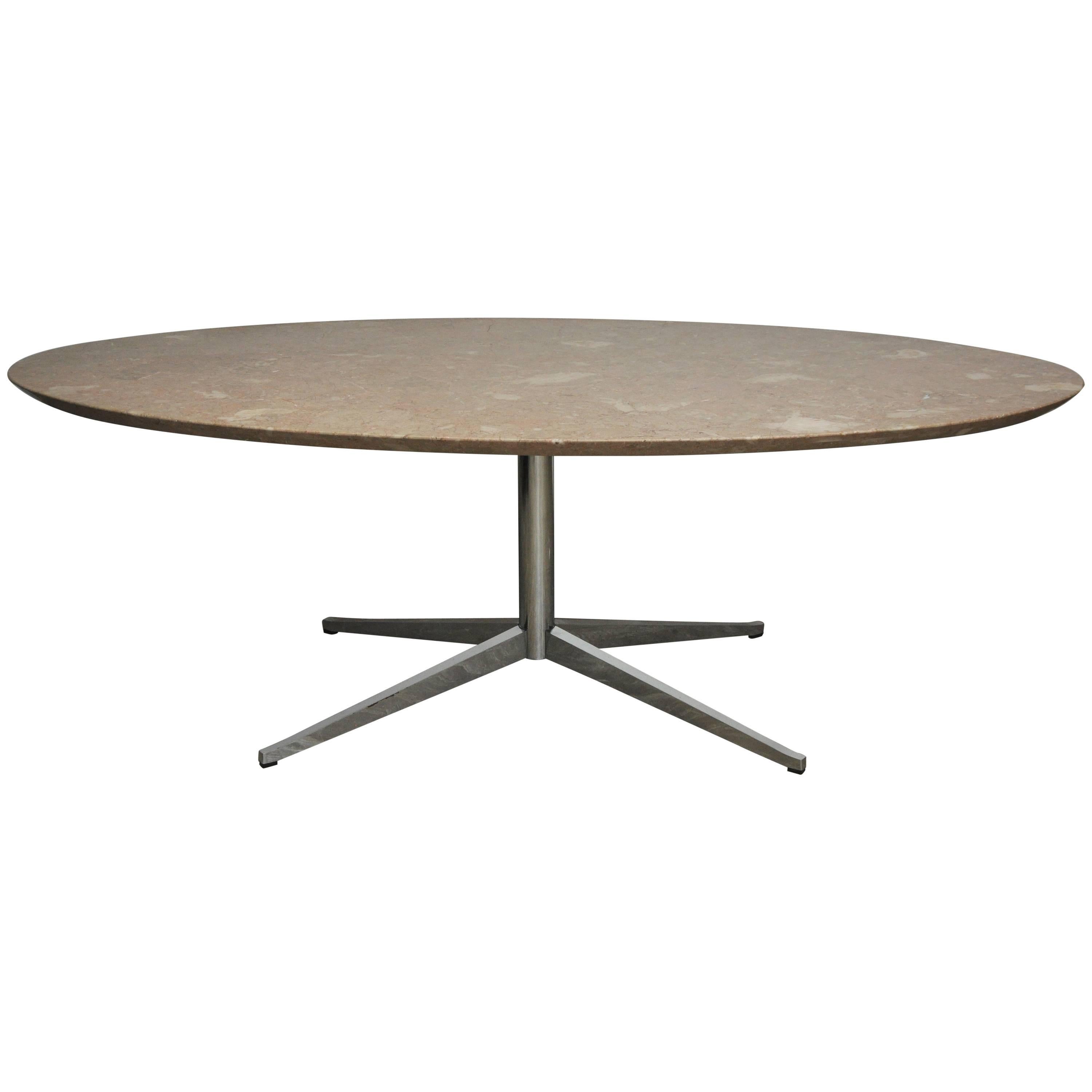 Travertine Eliptical Dining Table or Desk by Florence Knoll