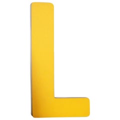 Midcentury Vintage Decorative Yellow Acrylic Glass Lighting Letter or Sign ‘L’