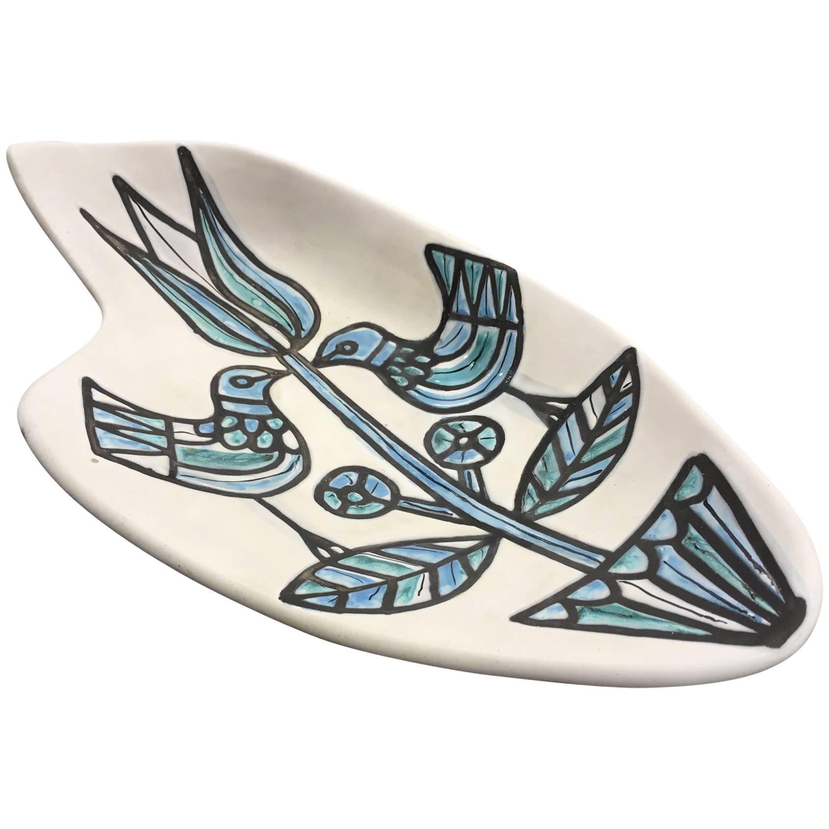 Roger Capron Beautiful and Large Ceramic Dish or Vide-Poche, circa 1960 For Sale
