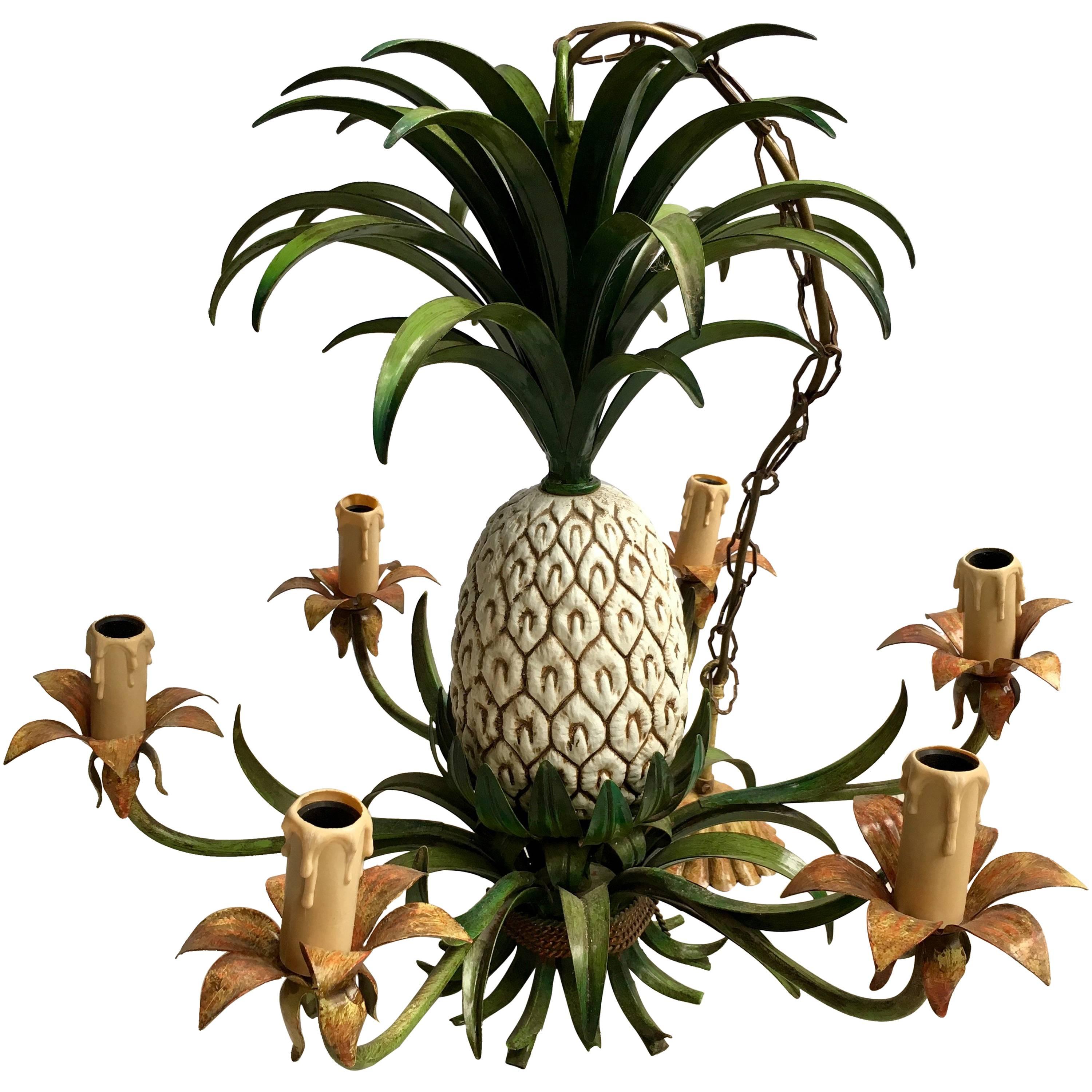 Vintage French Tole Pineapple Chandelier