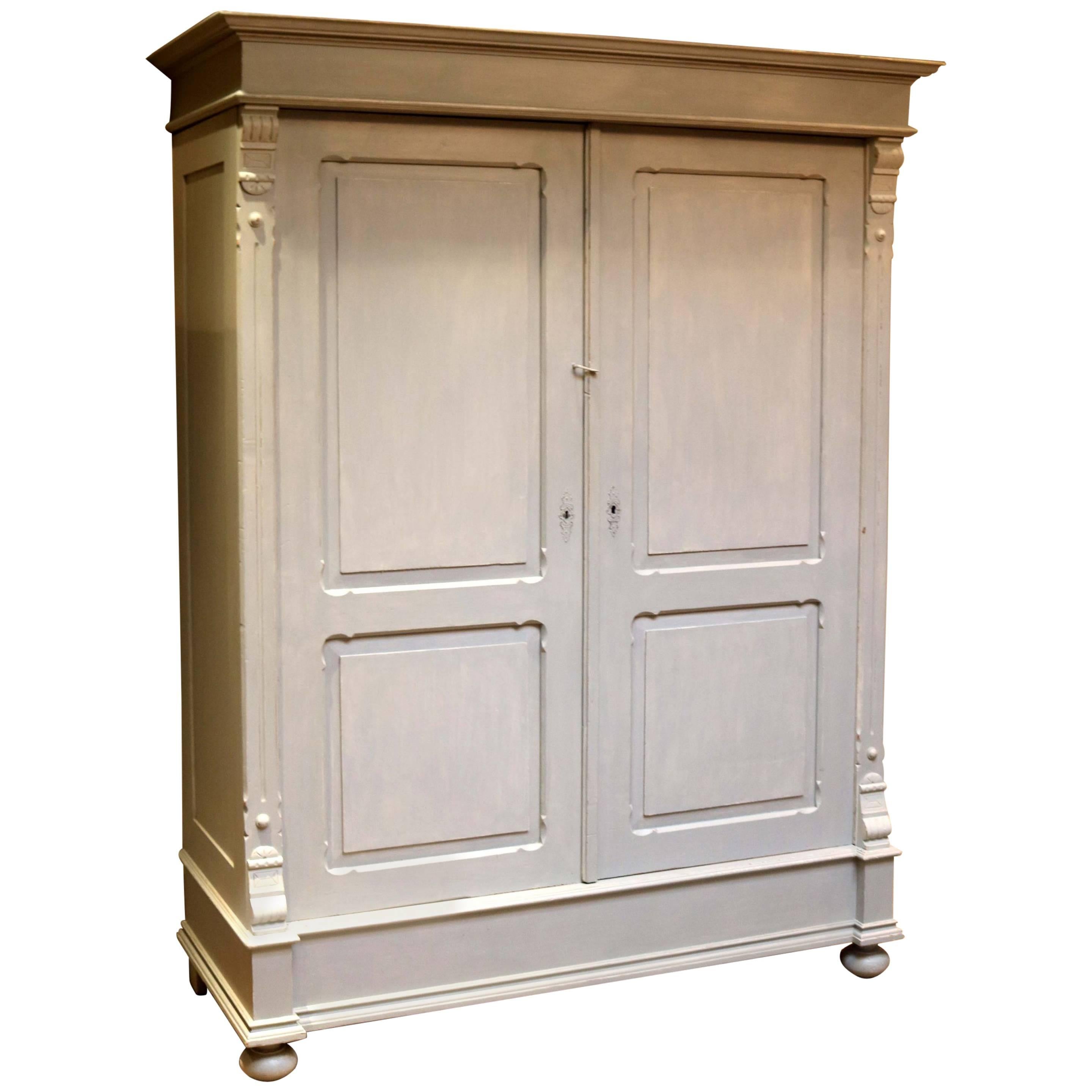 Large Painted Two-Door Wardrobe For Sale