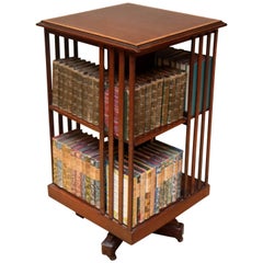 Edwardian Inlaid Mahogany Revolving Bookcase