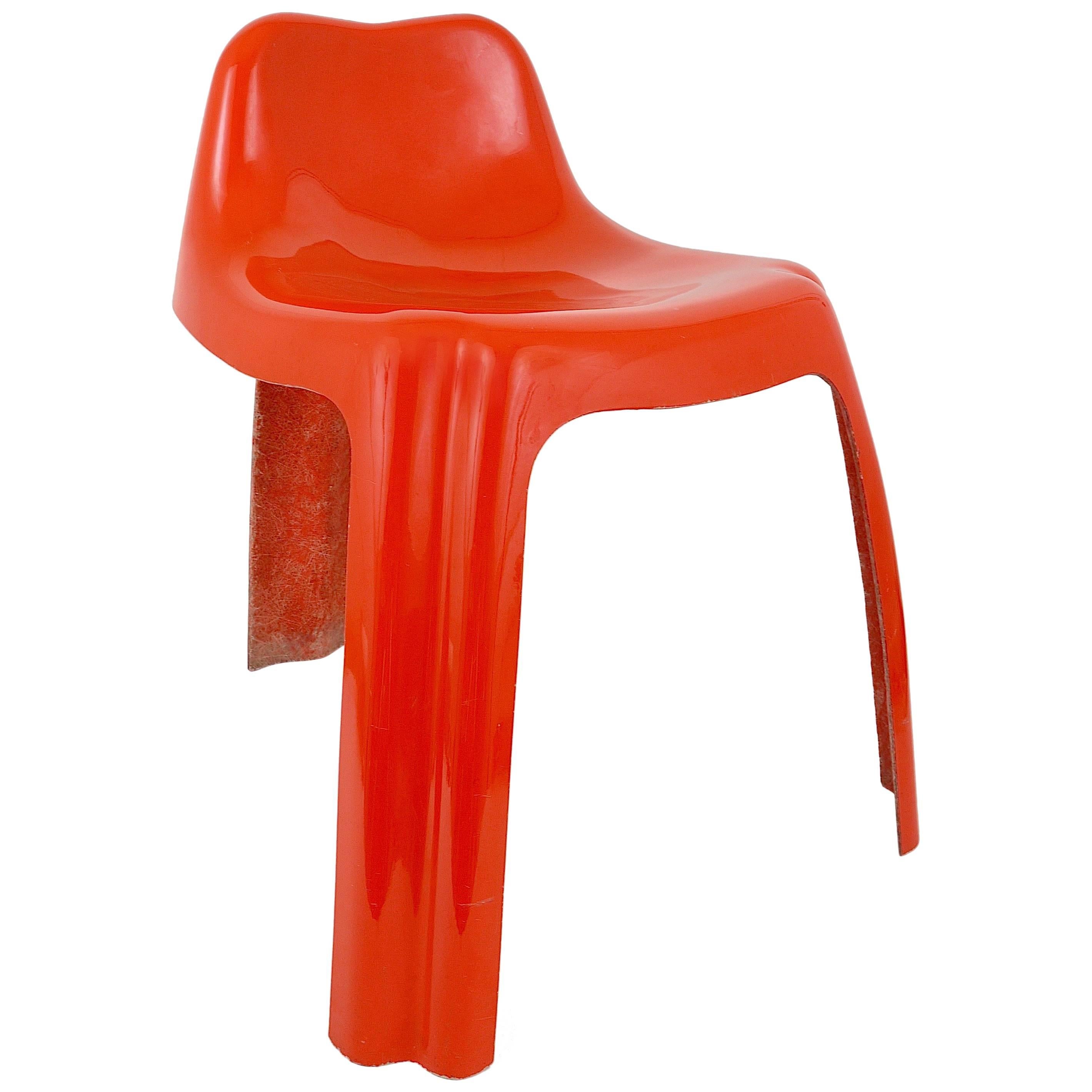 Orangefarbener Stuhl aus Fiberglas von Patrick Gingembre, Paulus, Frankreich, 1970er Jahre im Angebot