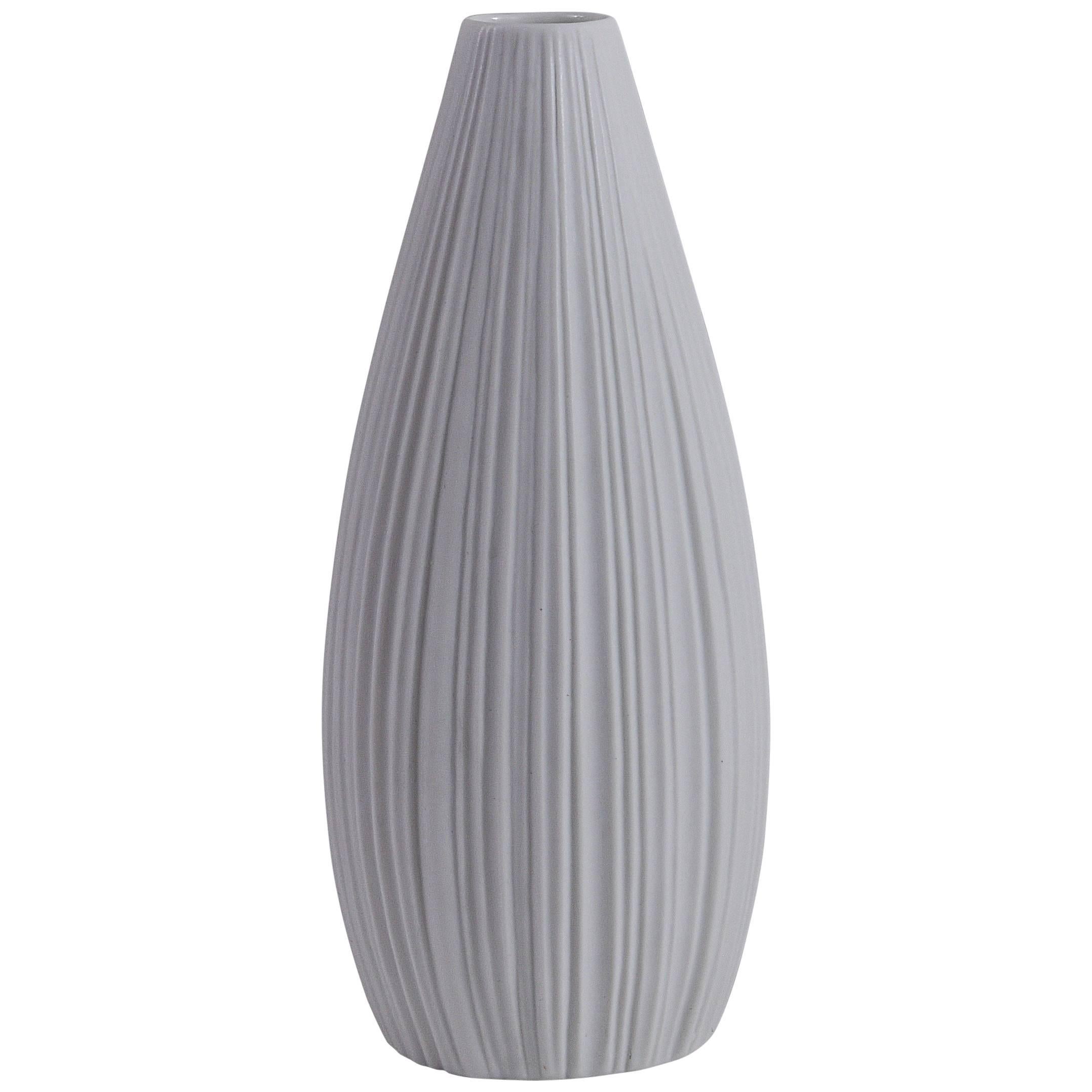 Vaso in porcellana a righe bianche Rosenthal di Martin Freyer, Germania, anni '60