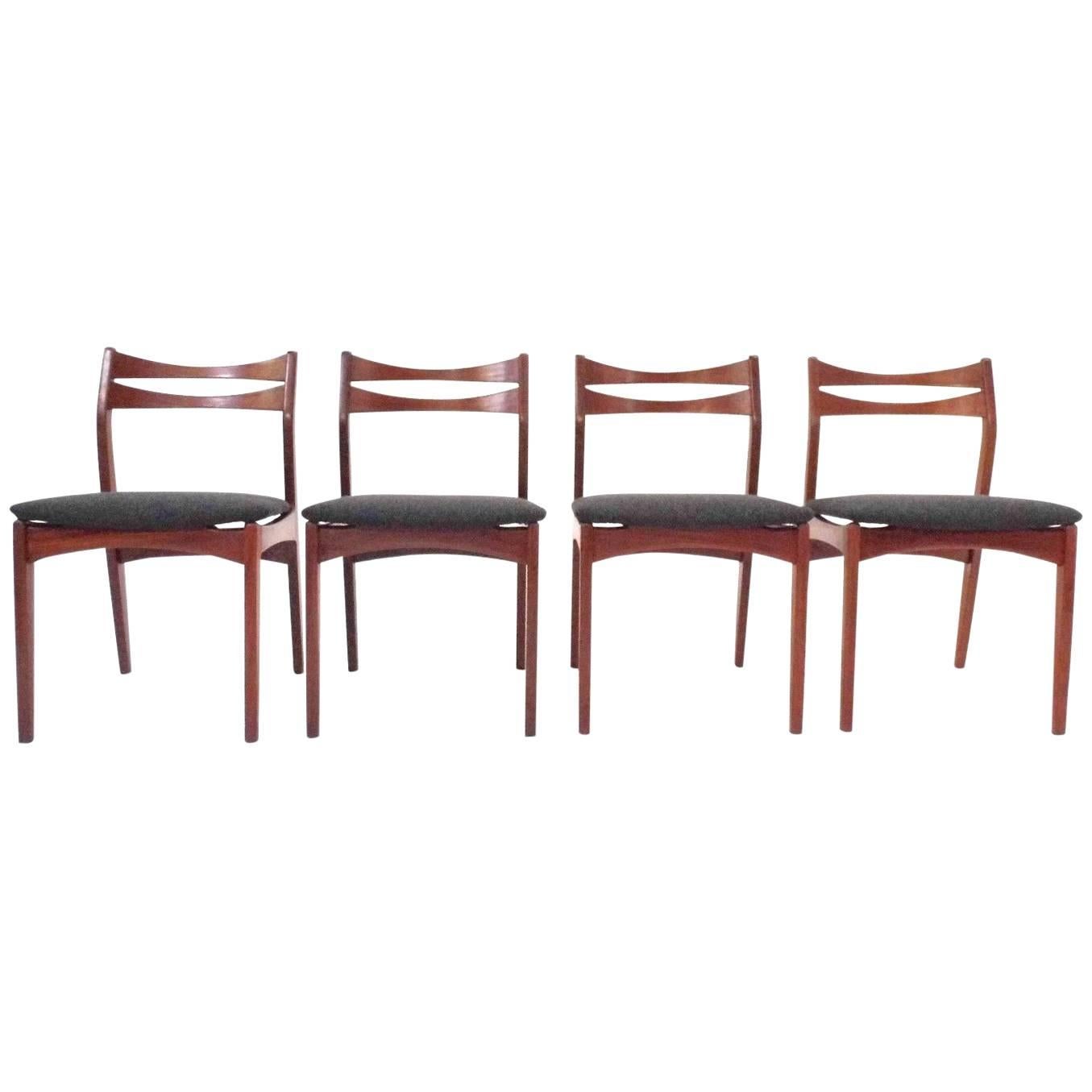 Danish Set of Four Teak and Charcoal Grey Midcentury Dinning Chairs, 1960s