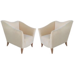 Sculptural Upholstered Club Chairs by Swaim, Pair