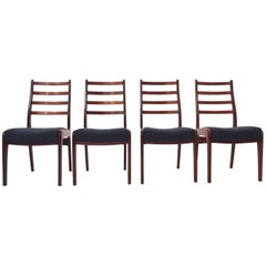 British G Plan Set of Four Teak & Blue Wool Dining Chairs Midcentury Chair 1960s