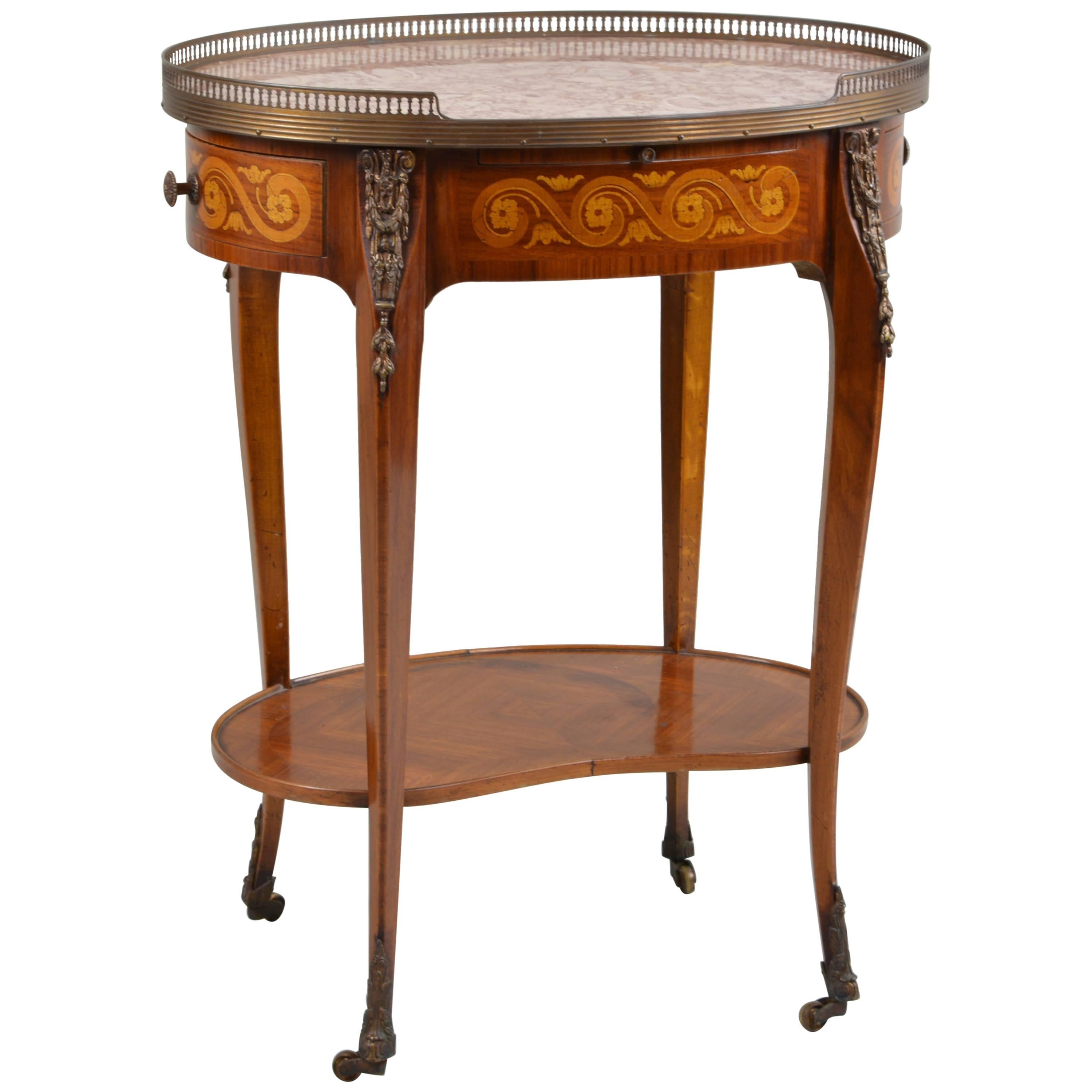 Marble-Top Oval Side Table