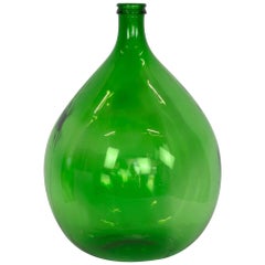 Extra-Large Hand Blown Glass Balloon Demijohn Rich Green