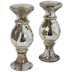 Antique Mercury Glass Candlesticks