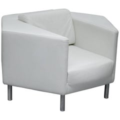 Fait à la main en Italie Calia Salotti Fauteuil contemporain en cuir blanc Hexagone