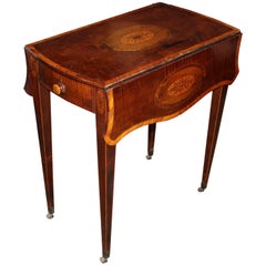 George III Pembroke Table with Inlaid Sycamore Floral Medallions on Mahogany