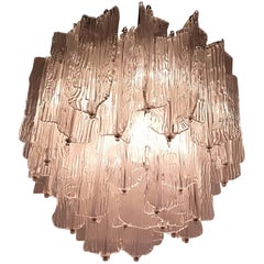 Vintage Chandelier of Brass and Murano Glass Venini 1950.