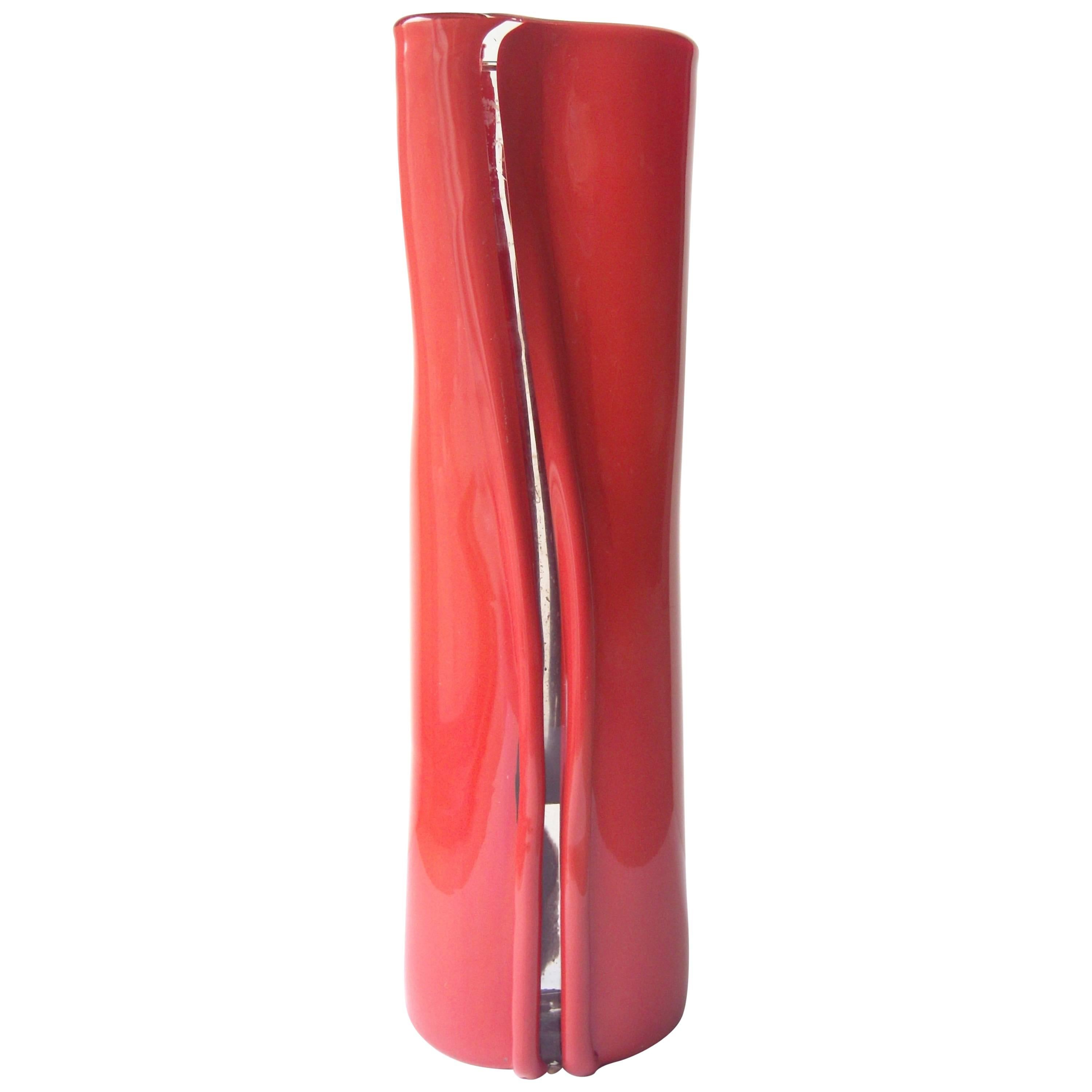 Toni Zuccheri Murano Glass Vase for Venini, " Scolpito", Signed