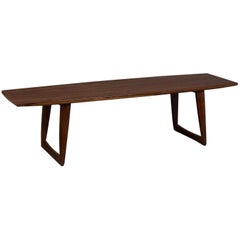 Large Danish Rosewood Surfboard Coffee Table with Splayed Legs