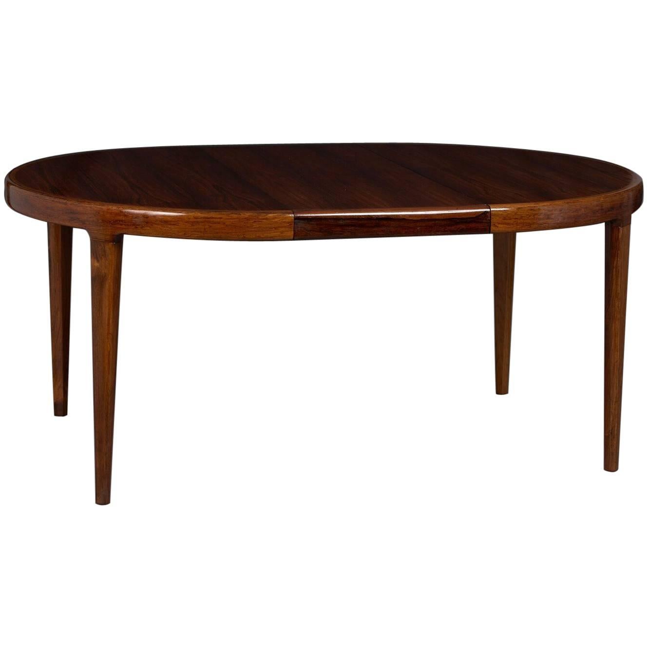Danish Rosewood Extension Dining Table with Two Leaves