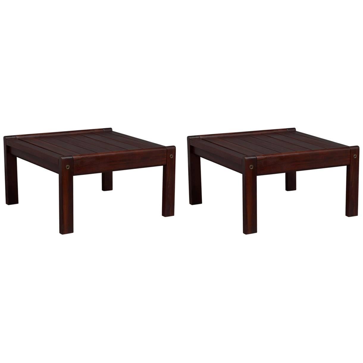 Pair of Solid Brazilian Rosewood End Tables Attributed to Sergio Rodrigues