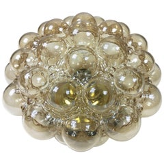 1960s German Amber Bubble Glass Flush Mount Designed by Helena Tynell