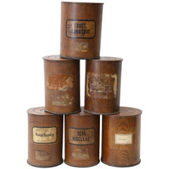 Set of Six Wood Pharmacy Containers from Germany