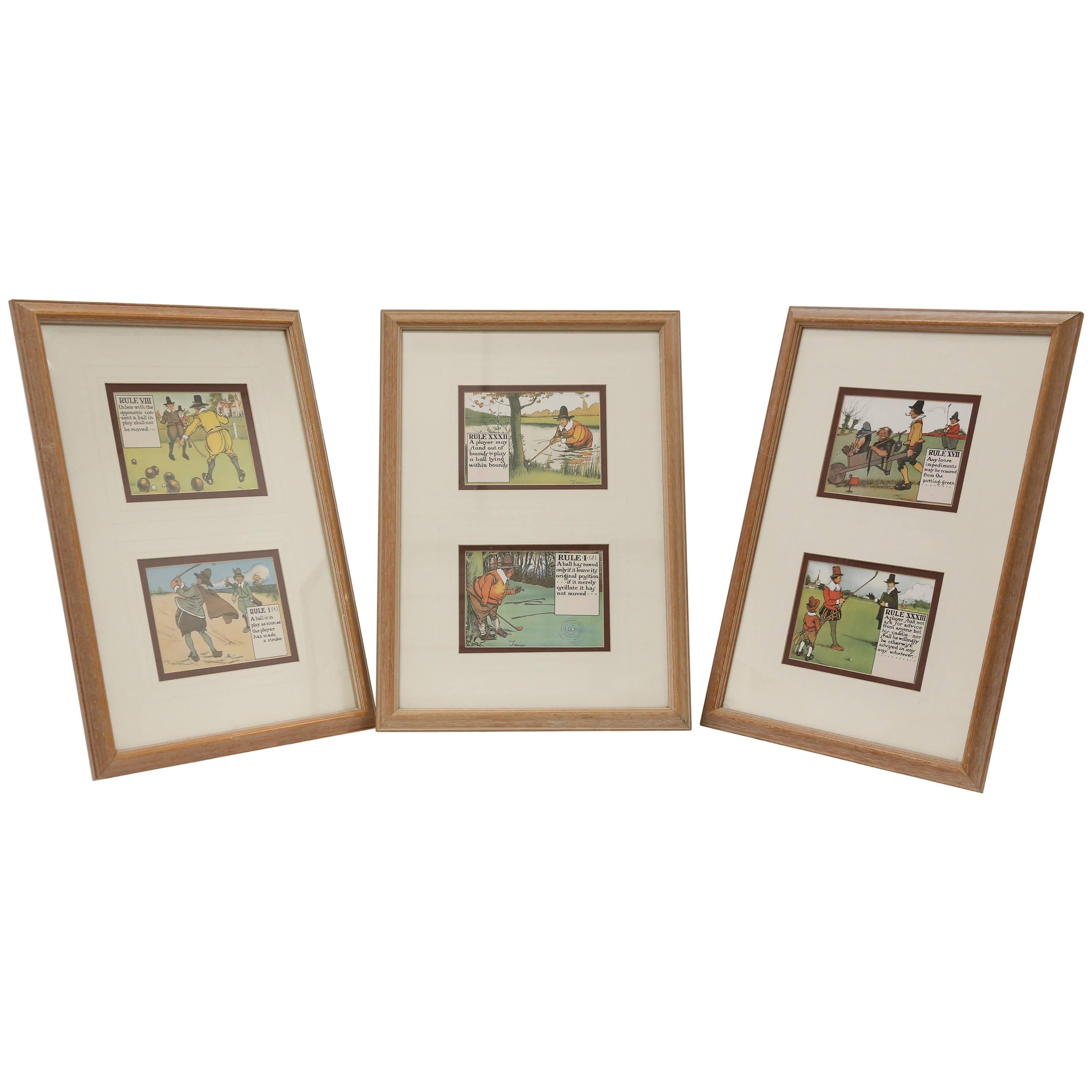 Framed English Golf Prints by Charles Crombie