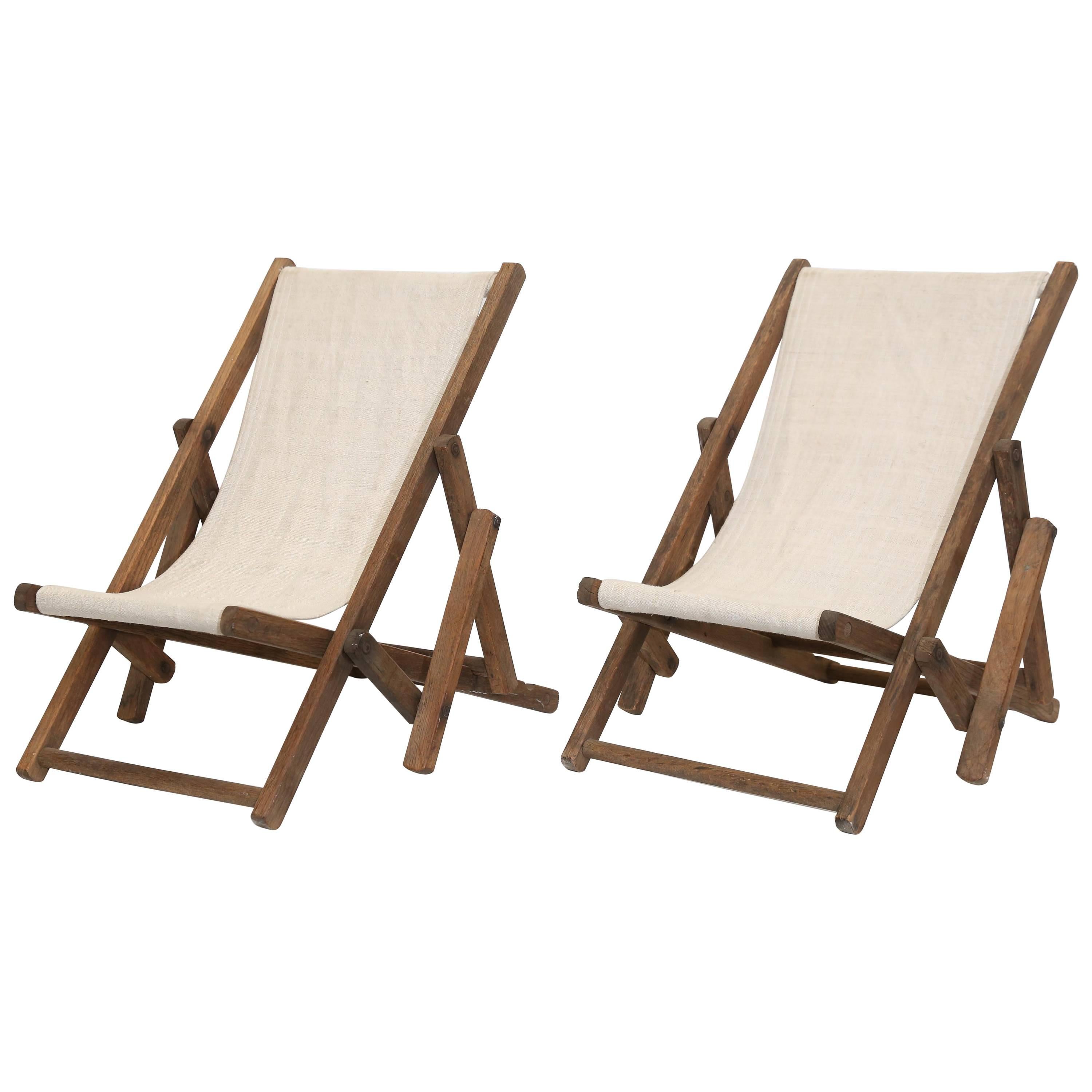 Pair of Children's Beach Chairs in European Linen