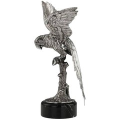 Stunning Continental Solid Silver Large Parrot Figure on Stand, circa 1960