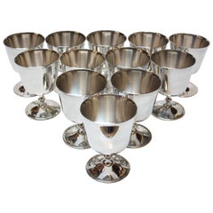 Retro Set of 12 Italian Silver Plated Goblets