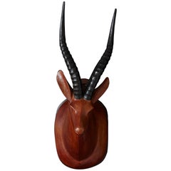 Hand-Carved Wood Antelope Head Wall Mount