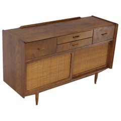 Conant Ball Sliding Doors Cane Credenza Solid Birch Mid-Century Modern