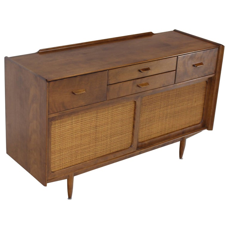 Conant Ball Sliding Doors Cane Credenza Solid Birch MidCentury Modern