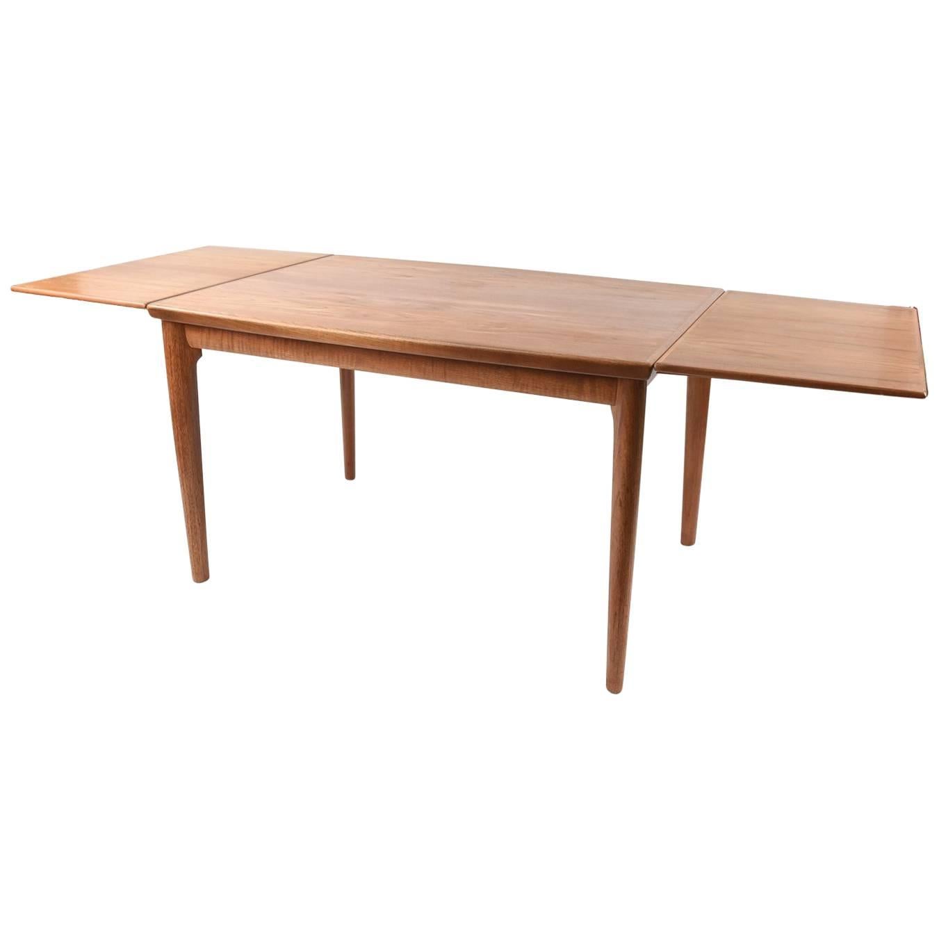 Danish Midcentury Teak Extending Dining Table For Sale