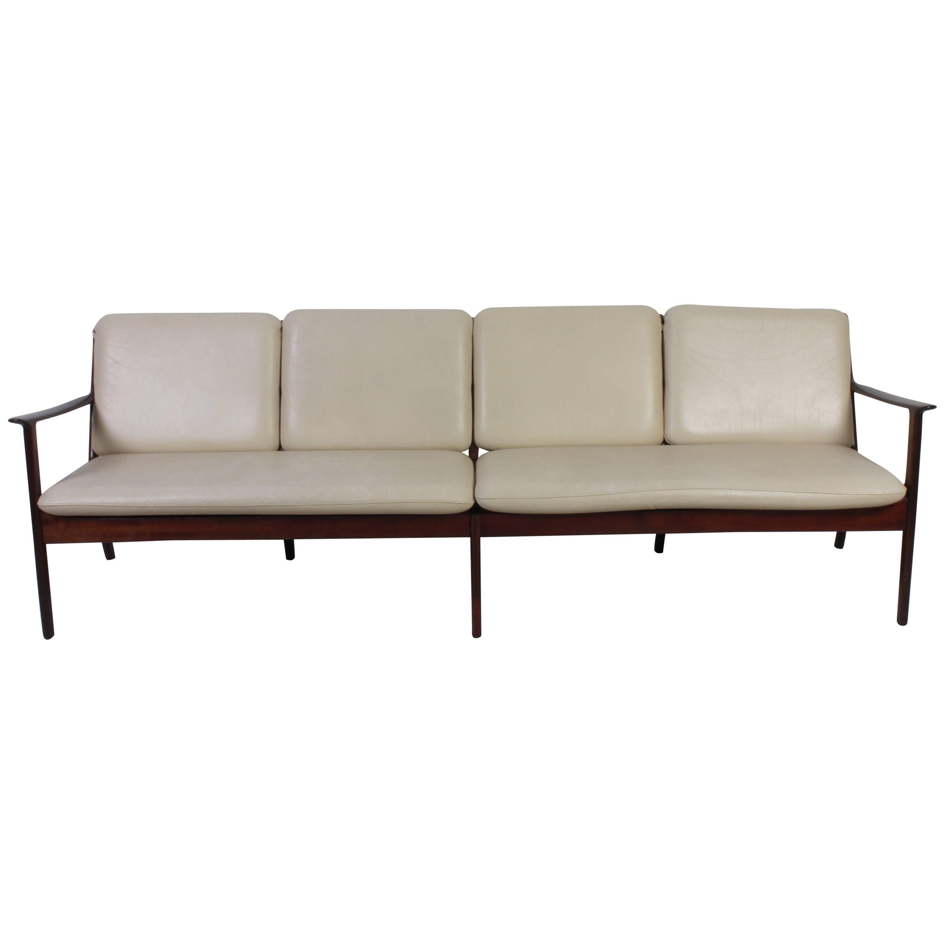 Ole Wanscher Mahogany PJ112 Four-Seat Sofa and Lounge Chair for Poul Jeppesen