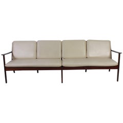 Ole Wanscher Mahogany PJ112 Four-Seat Sofa and Lounge Chair for Poul Jeppesen