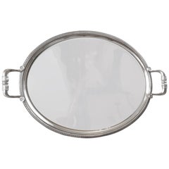 Christofle Silver Plated Oval Serving Tray with Handles