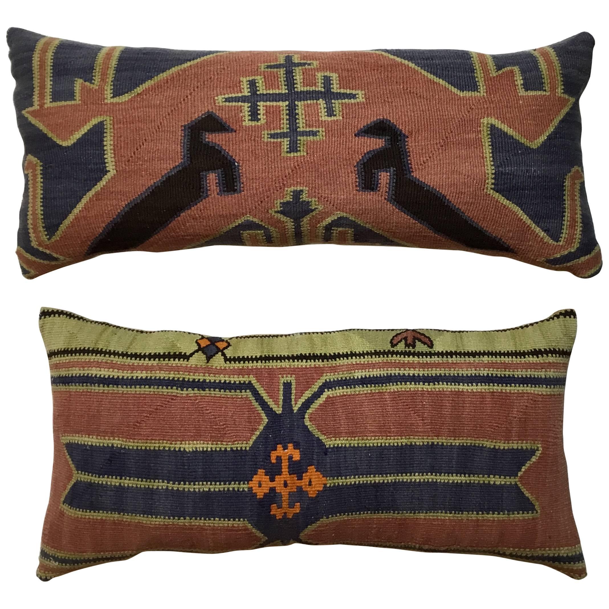 Pair of Antique Kazak Rug Pillows