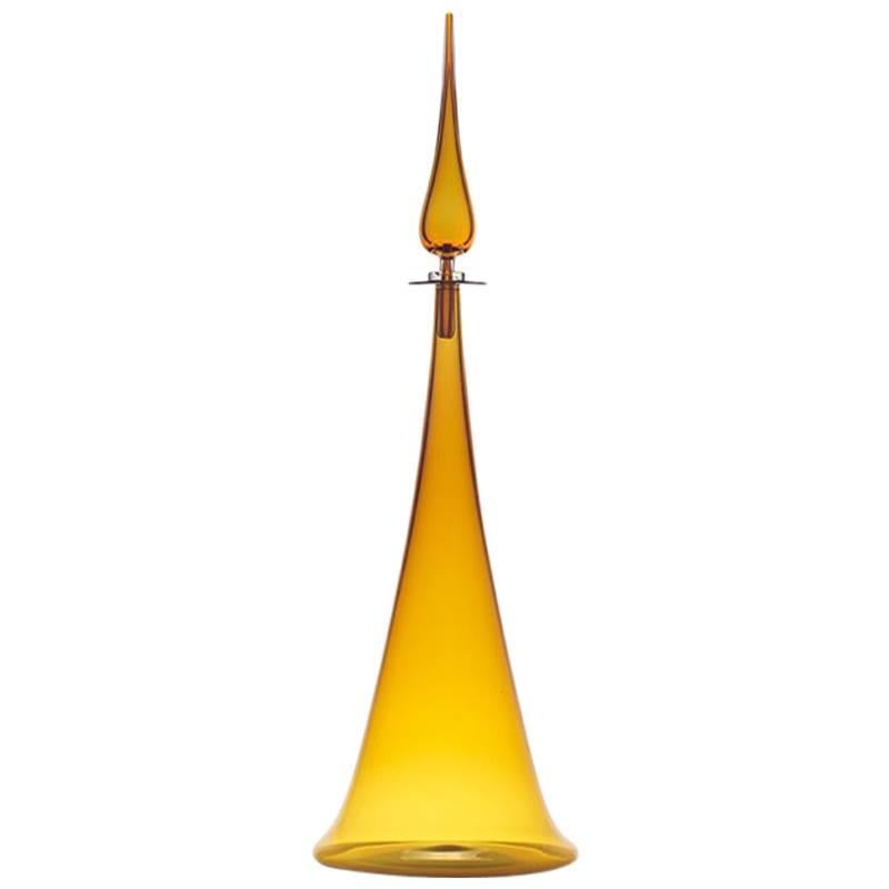 Large Decanter Fluted Cone Amber For Sale