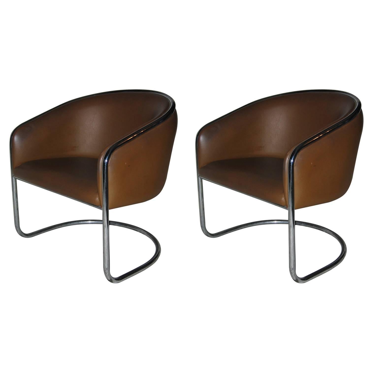 Pair of Club Tub Lounge Chairs by Joan Burgasser/Anton Lorenz for Thonet For Sale