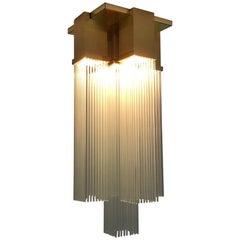 Gaetano Sciolari for Lightolier "Skyscraper" Glass Rod and Brass Chandelier