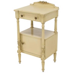 Used Flint Horner Carved Painted White Stand One Door One Draw Cabinet Stand
