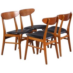 Vintage Set of Four Teak Danish Modern Dining Chairs by Farstrup