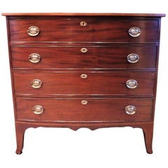 Antique Early 19th Century Hepplewhite Federal Bow Front Four-Drawer Chest, circa 1790
