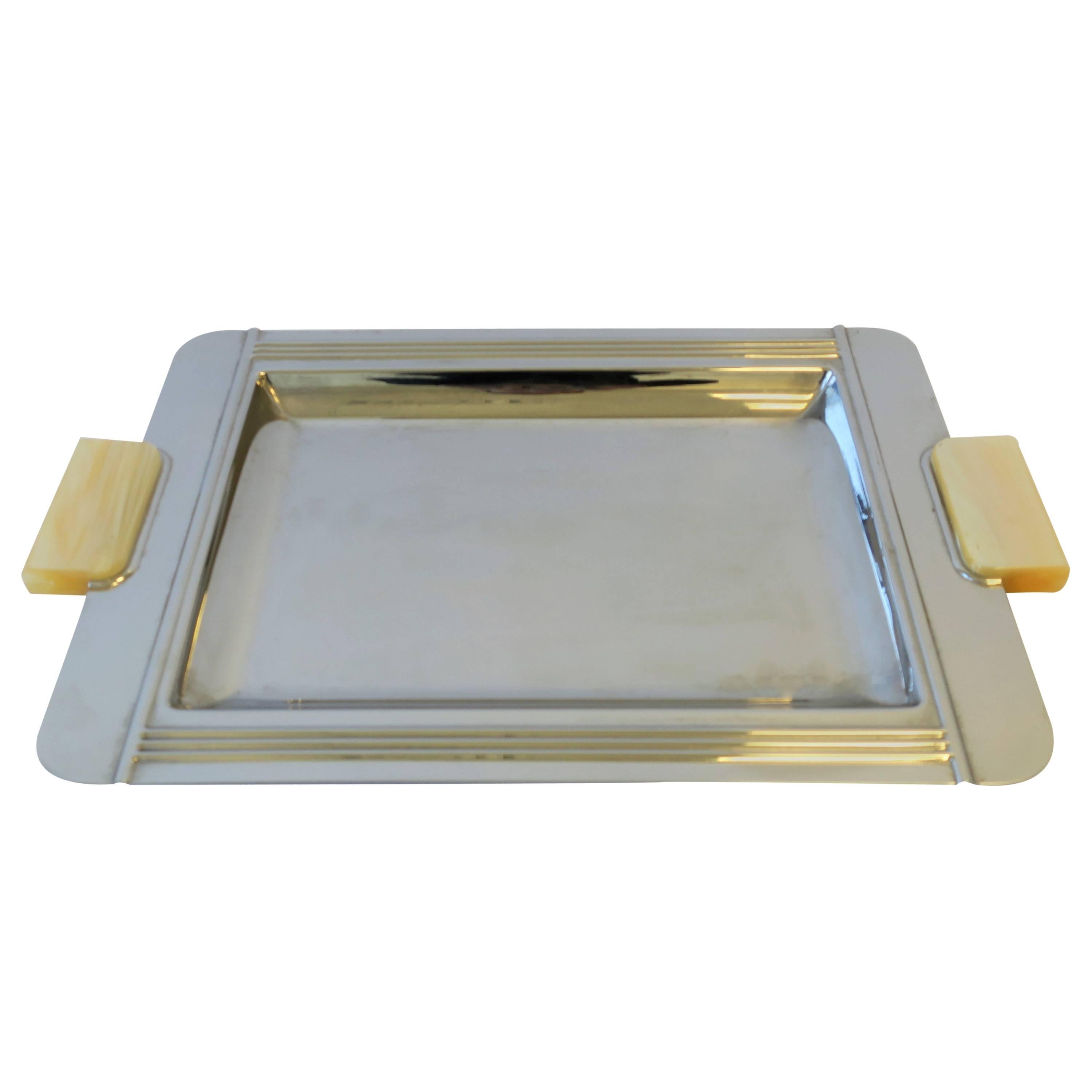 French Art Deco Chrome Serving Tray