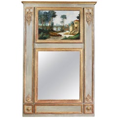 Louis XVI Style Giltwood and Painted Trumeau Mirror