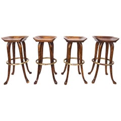 Set of Four Counter Height Bar Stools by Jean of Topanga, 1960s