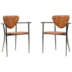 Deux chaises en cuir cognac Arrben Italy:: années 1960