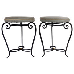 1940s Wrought Iron Pair of Stools