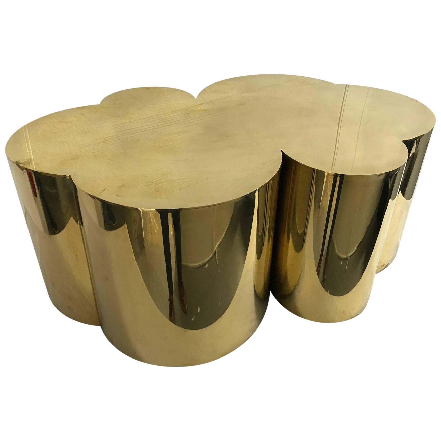 Brass Coffee Table "Trèfle" by Edouard De La Marque